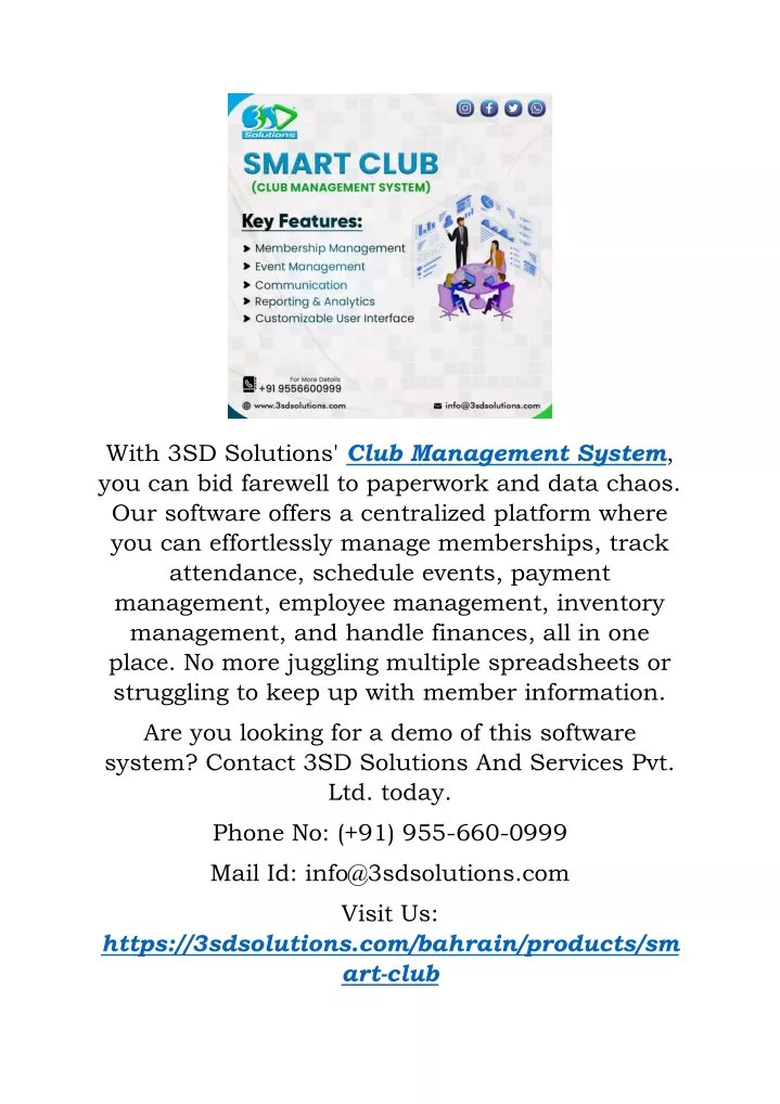 with 3sd solutions club management system