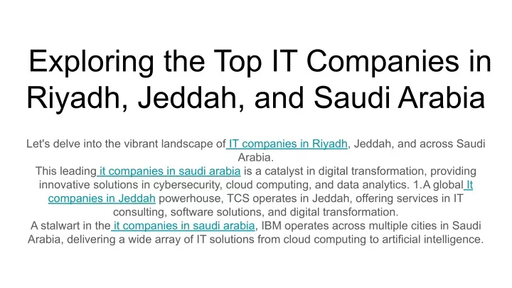 exploring the top it companies in riyadh jeddah