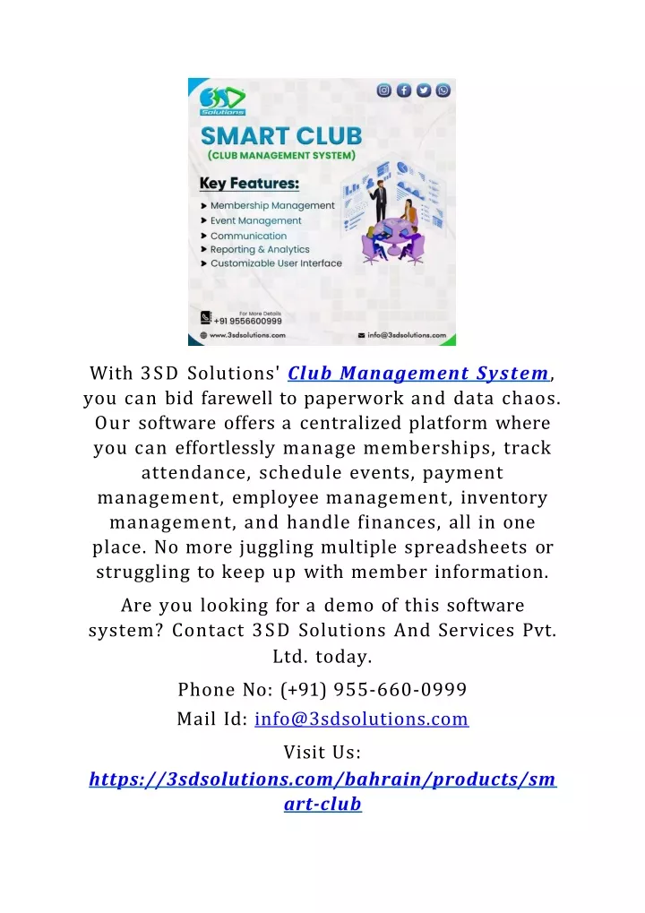 with 3sd solutions club management system