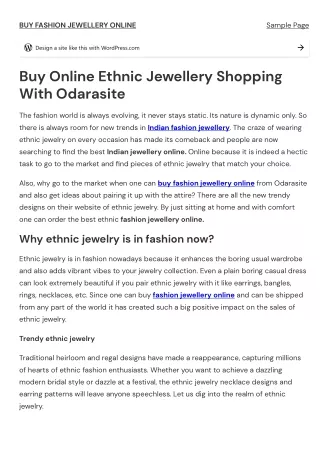 Buy Online Ethnic Jewellery Shopping With Odarasite