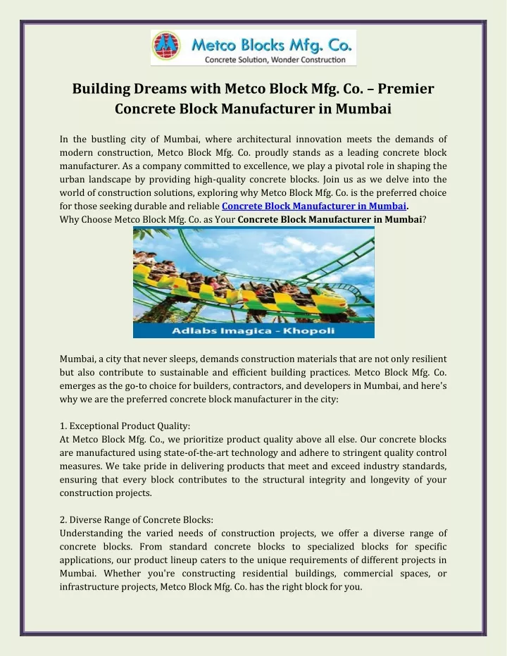 building dreams with metco block mfg co premier
