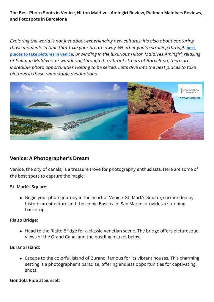 the best photo spots in venice hilton maldives