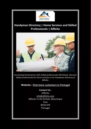 Handyman Directory | Home Services and Skilled Professionals | Allfeito