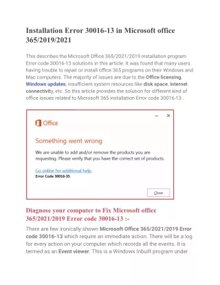 Installation Error 30016-13 in Microsoft office 365_2019_2021
