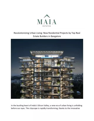 Revolutionizing Urban Living: New Residential Projects by Top Real Estate Builde