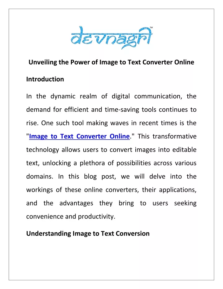 unveiling the power of image to text converter