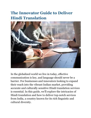 A Comprehensive Guide to Effective Hindi Translation