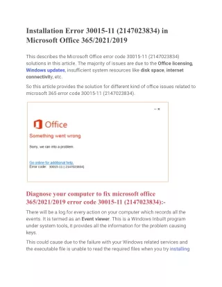 Installation Error 30015-11 (2147023834) in Microsoft Office 365_2021_2019