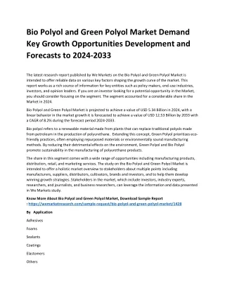 bio polyol and green polyol market demand