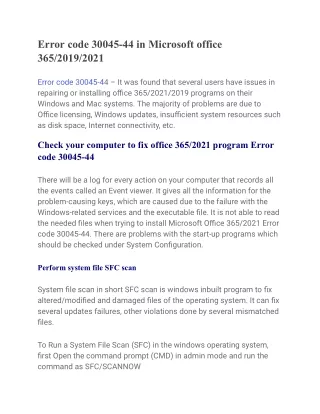 Error code 30045-44 in Microsoft office 365_2019_2021