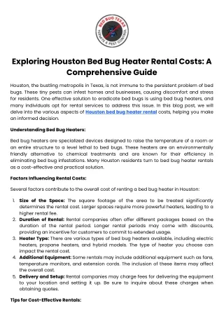 exploring houston bed bug heater rental costs