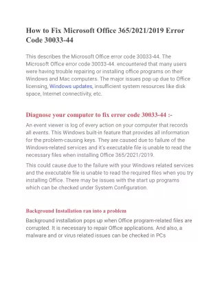 How to Fix Microsoft Office 365_2021_2019 Error Code 30033-44