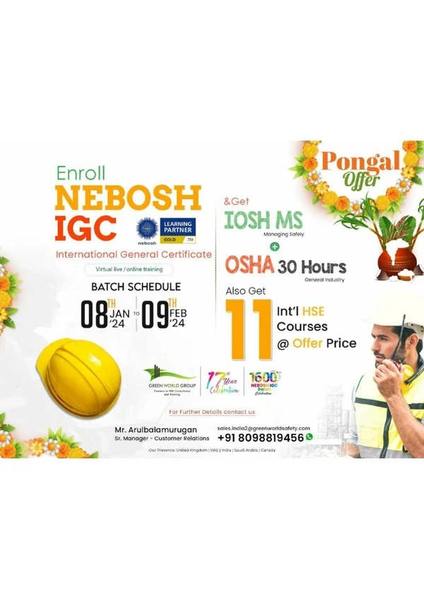 Right Chioce for your safety career  NEBOSH Course in Tamilnadu
