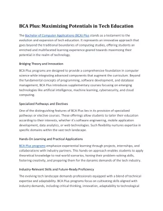 bca plus maximizing potentials in tech education