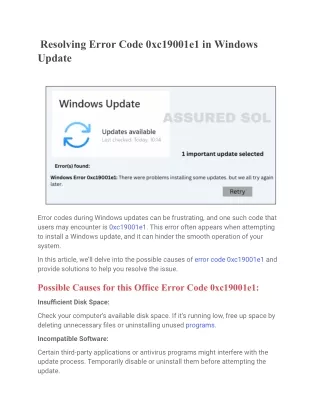 _Resolving Error Code 0xc19001e1 in Windows Update