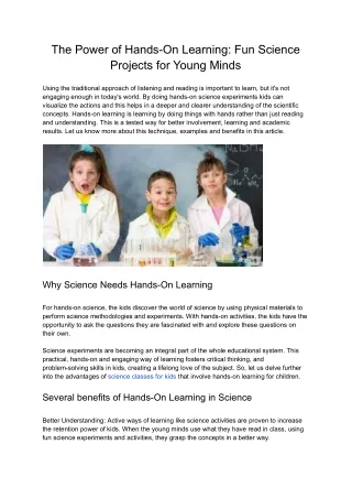 The Power of Hands-On Learning_ Fun Science Projects for Young Minds