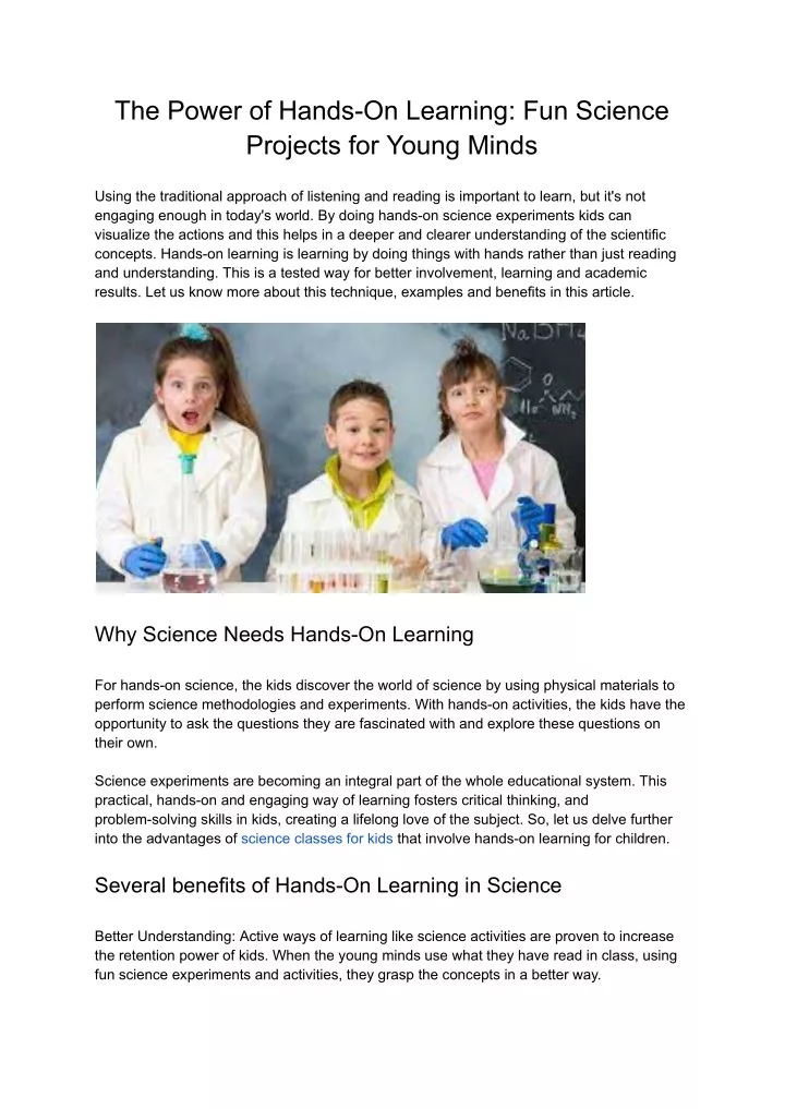 the power of hands on learning fun science
