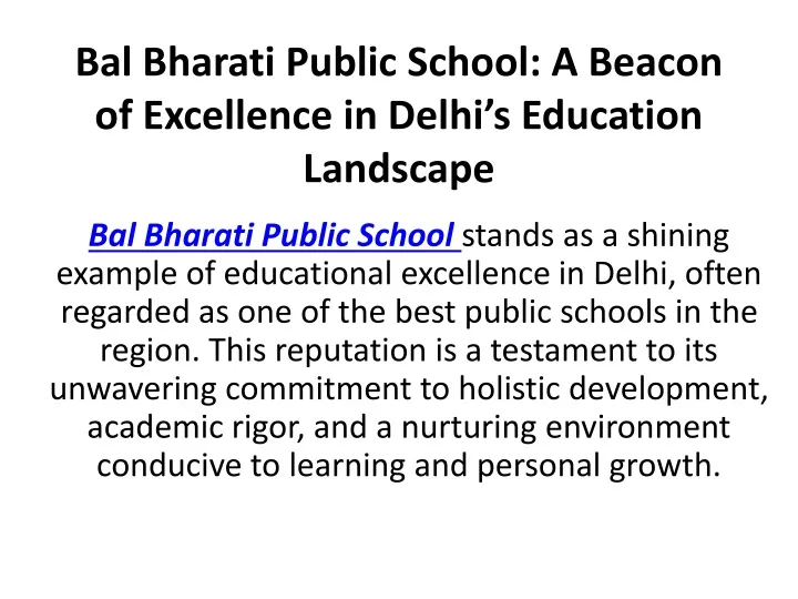 bal bharati public school a beacon of excellence in delhi s education landscape