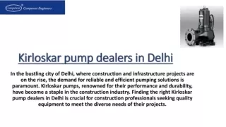 Kirloskar Fire Pump Dealer in Delhi: Ensuring Fire Safety with Precision and Rel
