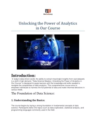 Unlocking the Power of Analytics in Our Course