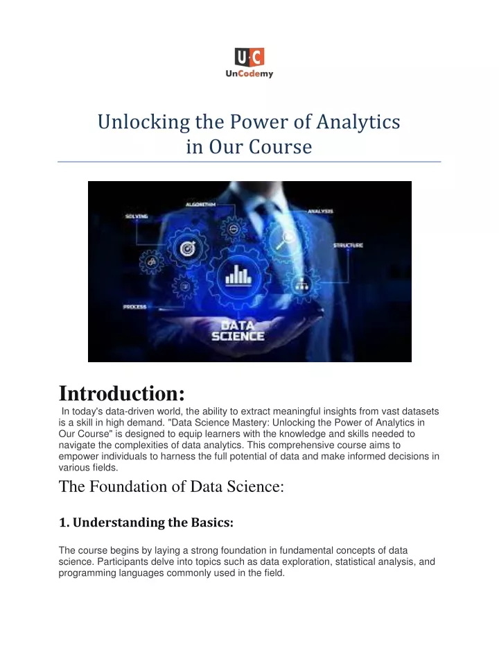 unlocking the power of analytics in our course