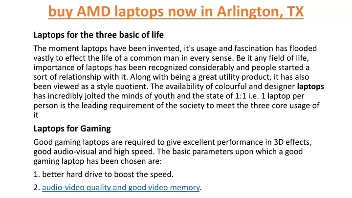 buy amd laptops now in arlington tx