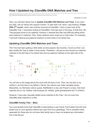 Updated 23andMe DNA Matches and Tree