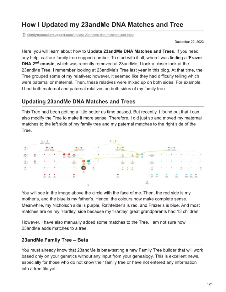 how i updated my 23andme dna matches and tree