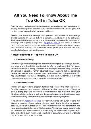 All You Need To Know About The Top Golf in Tulsa OK