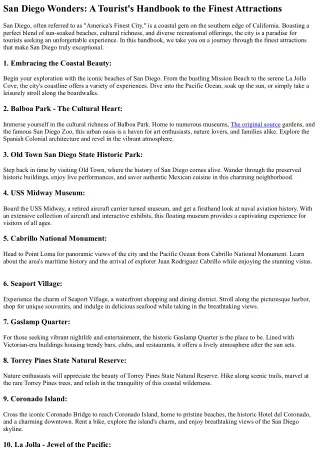 san diego wonders a tourist s handbook