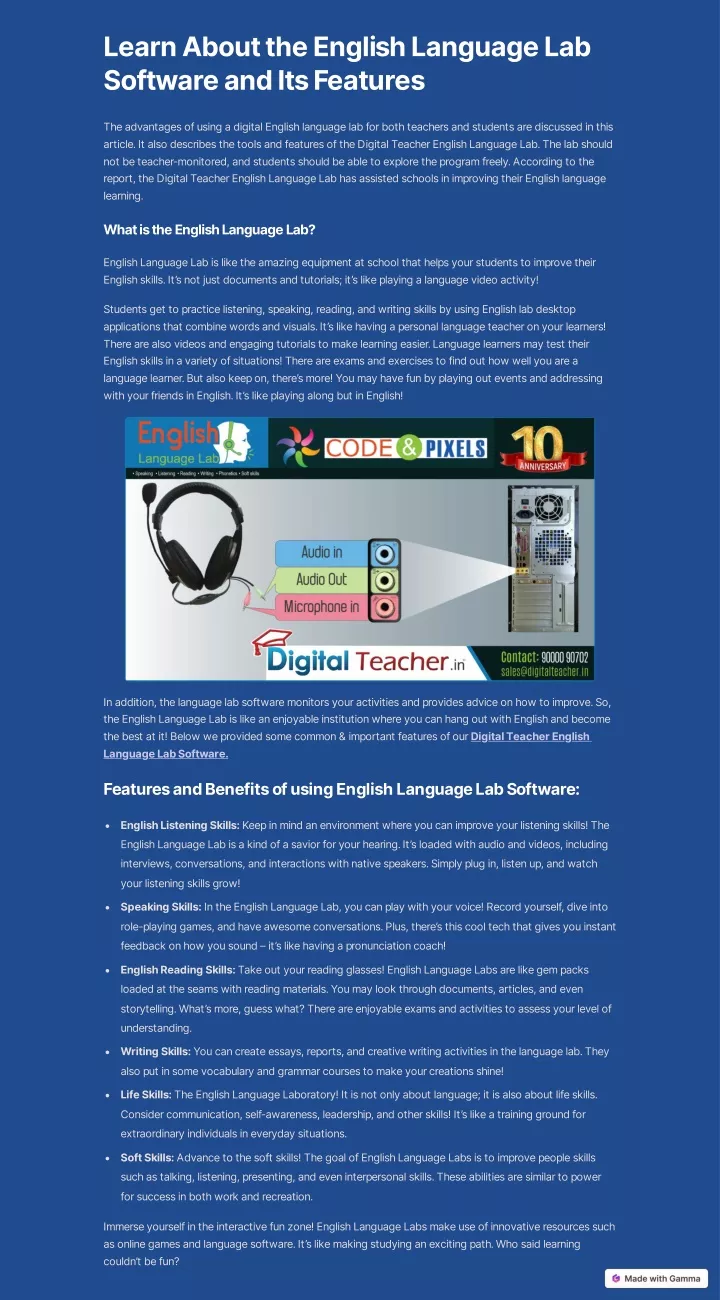 learn about the english language lab software
