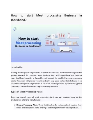 How to start Meat processing Business In Jharkhand?
