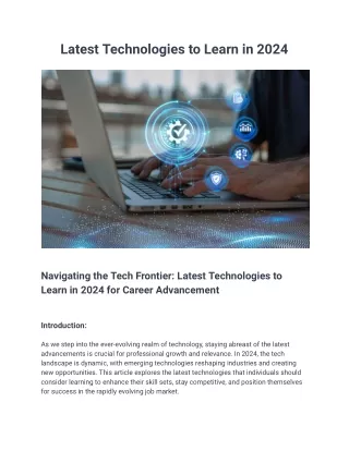 Latest Technologies to Learn in 2024