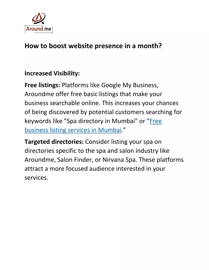 how to boost website presence in a month