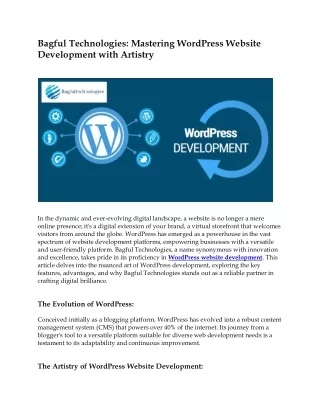 Bagful Technologies: Mastering WordPress Website Development with Artistry