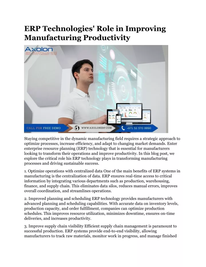 erp technologies role in improving manufacturing