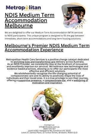 NDIS Medium Term Accommodation Melbourne