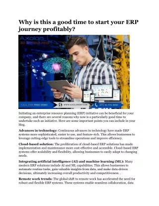 why is this a good time to start your erp journey