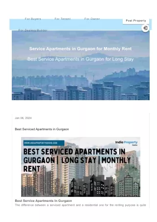 Best Serviced Apartments in Gurgaon | long stay | Monthly Rent