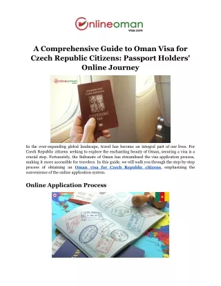 Oman Visa for Czech Republic Citizens