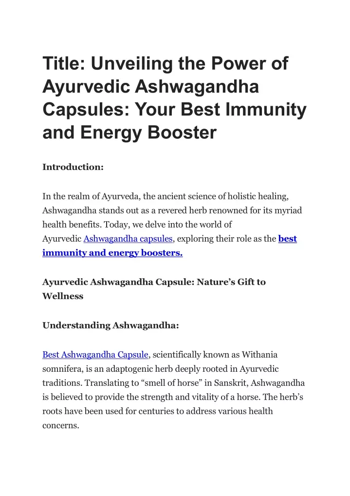 title unveiling the power of ayurvedic