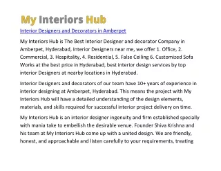 Interior Designers and Decorators in Amberpet