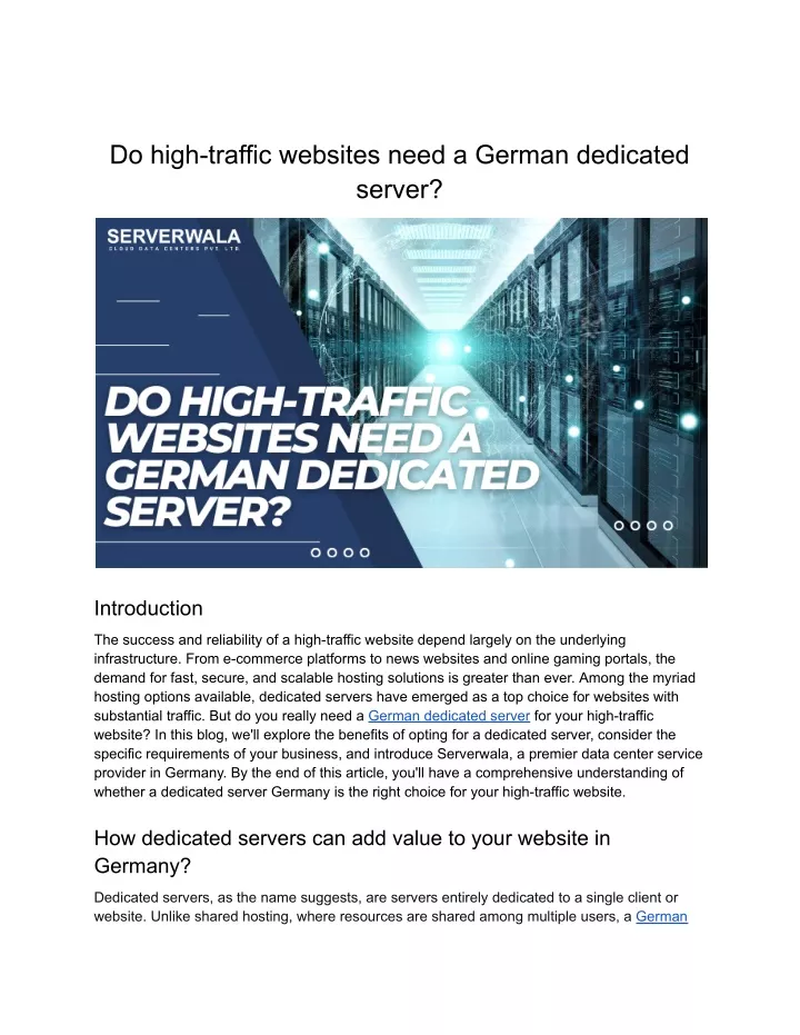 do high traffic websites need a german dedicated