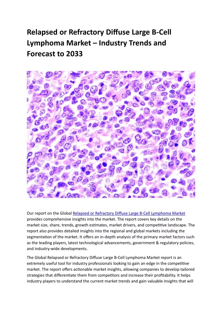 PPT - Relapsed Or Refractory Diffuse Large B-Cell Lymphoma Market ...