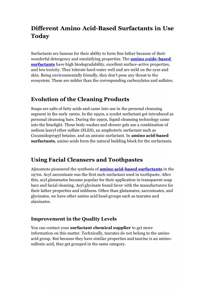 different amino acid based surfactants