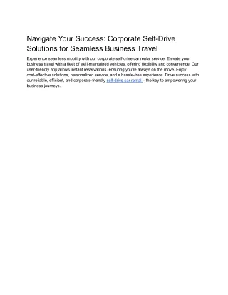 Navigate Your Success: Corporate Self-Drive Solutions for Seamless Business