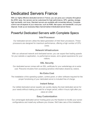 Dedicated Servers France