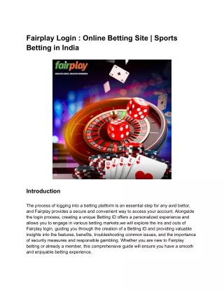 FairPlay Login _ Online Betting Site _ Sports Betting in India