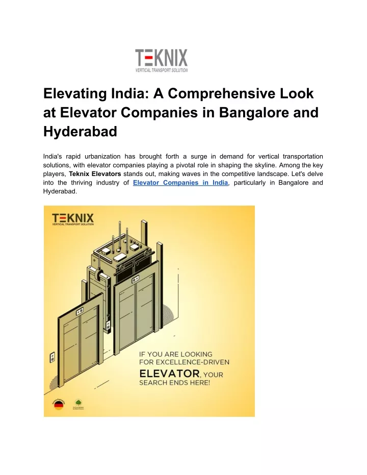 elevating india a comprehensive look at elevator
