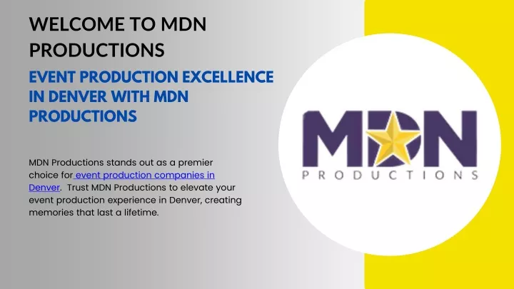 welcome to mdn productions